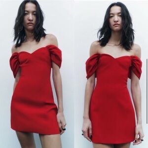 Zara Sweetheart neckline mini red off the shoulder dress size XL